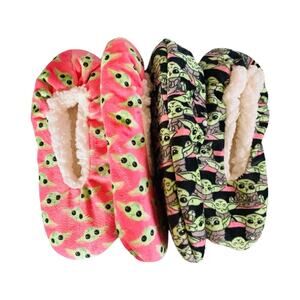 Star Wars Grogu Slippers Sz 7-9.5 Plush Fleece Baby Yoda / Set Of 2 House Shoes